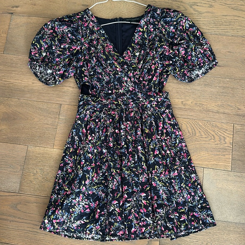 Adorable French connection navy with flowers dress size 8